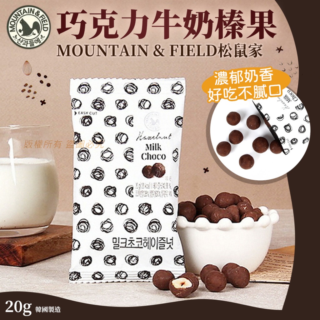 韓國MOUNTAIN & FIELD松鼠家巧克力牛奶榛果20g[一組10包]
