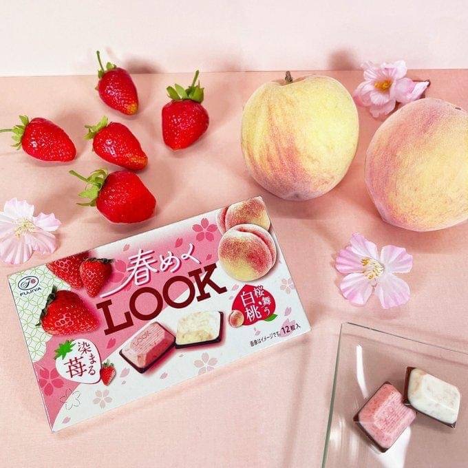 日本 春季Look 白桃草莓雙口味巧克力 12粒入[一組2盒］