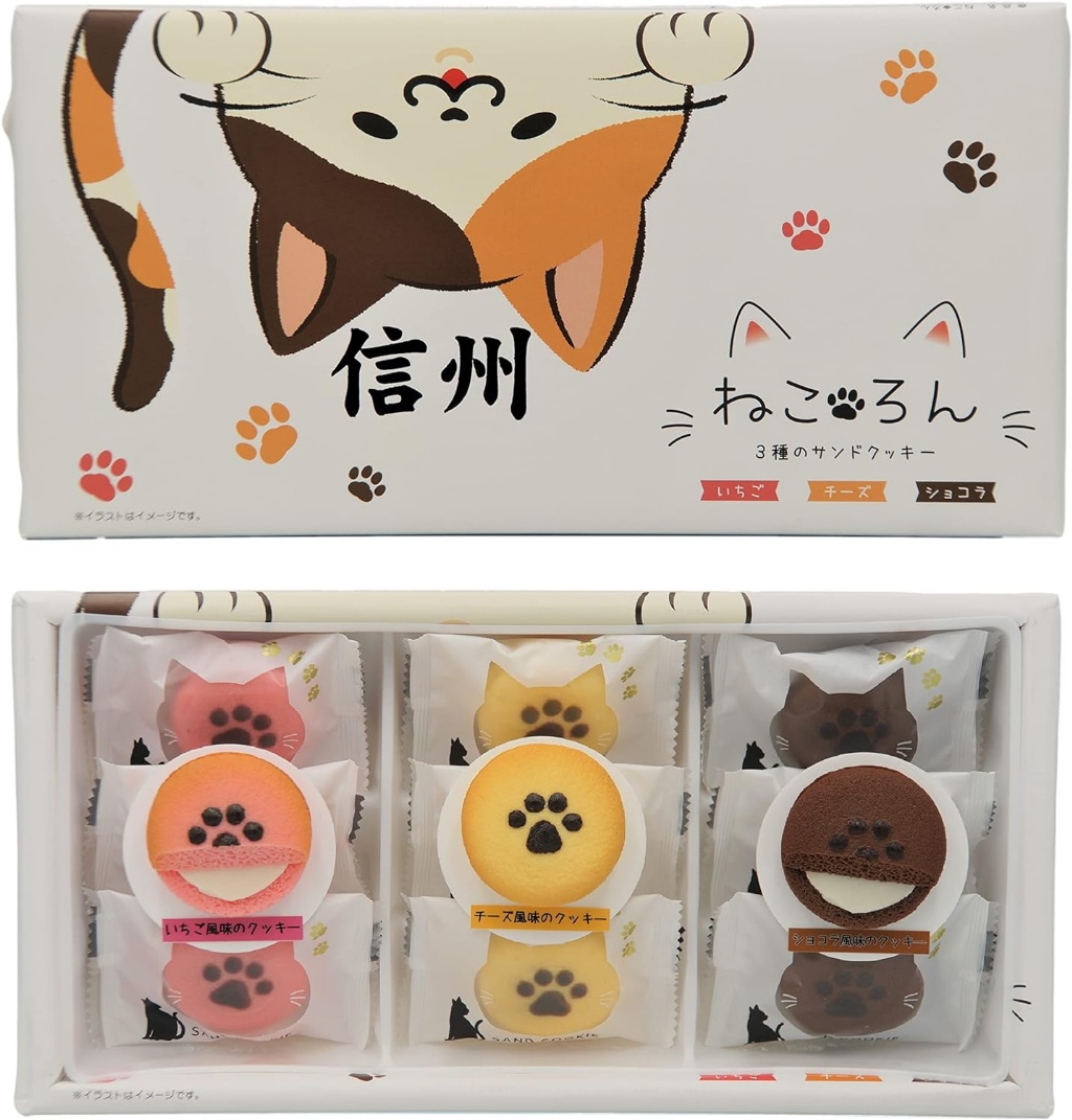 信州 Nekoron 貓貓貓3種夾心餅乾 9入