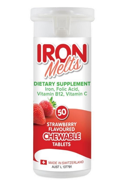 澳洲IRON Melts 補鐵咀嚼片草莓口味 50錠