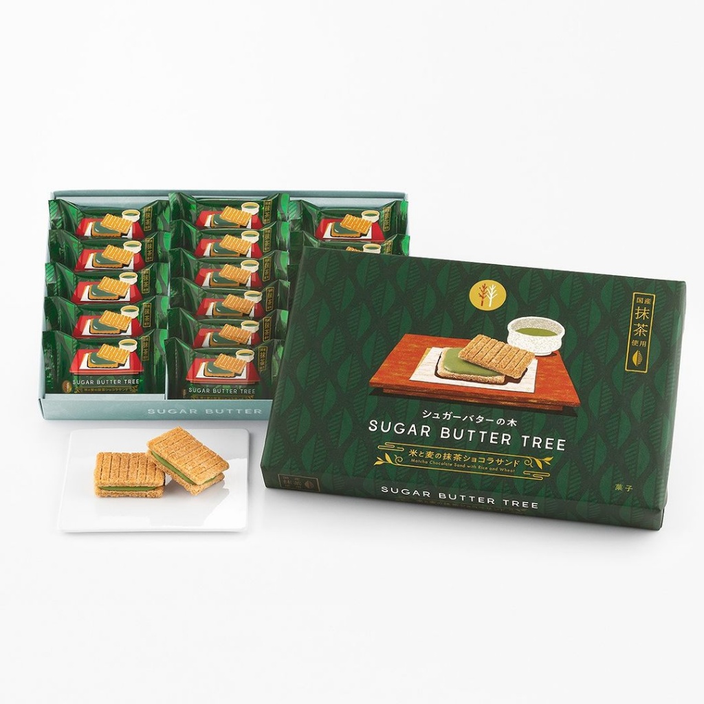 日本砂糖樹糖黃油樹米和小麥抹茶巧克力三明治」16 入