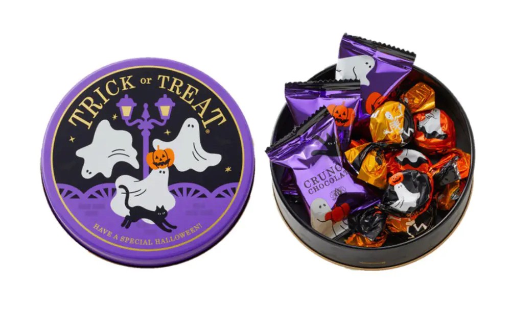 【日本Morozoff 萬聖節驚奇鐵盒（紫-綜合巧克力/8入】
