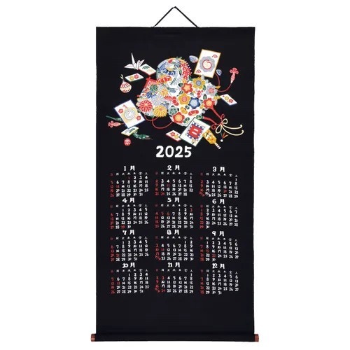 686637日本製2025年 蛇年 乙巳年 純棉卷軸年曆