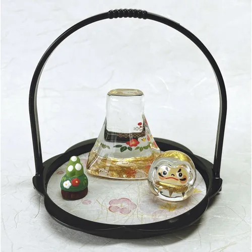 686597富士山達摩門松玻璃擺飾套組