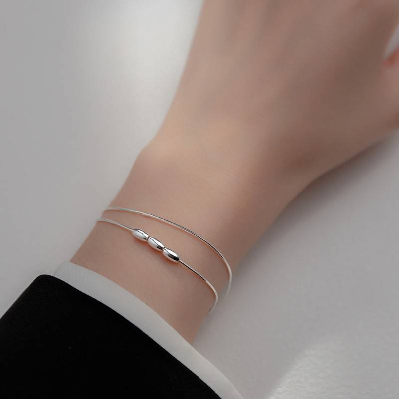 S925純銀雙層米粒豆豆手鍊