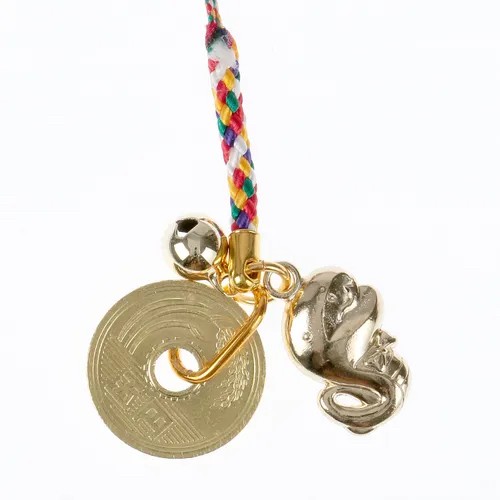 687247干支根付 流行蛇5日圓硬幣吊飾 NO4「一組10條」