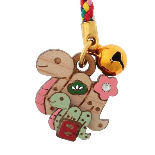 687121干支根付 檜木鑲嵌水鑽親子蛇根付「一組10條」