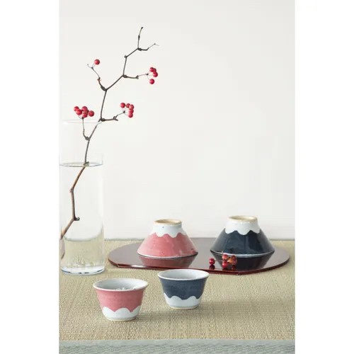 767406 日本製陶器 K-ai 富士山 酒杯 對杯組