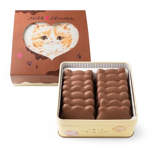 日本??小貓揉揉餅乾罐 - 牛奶巧克力口味14入