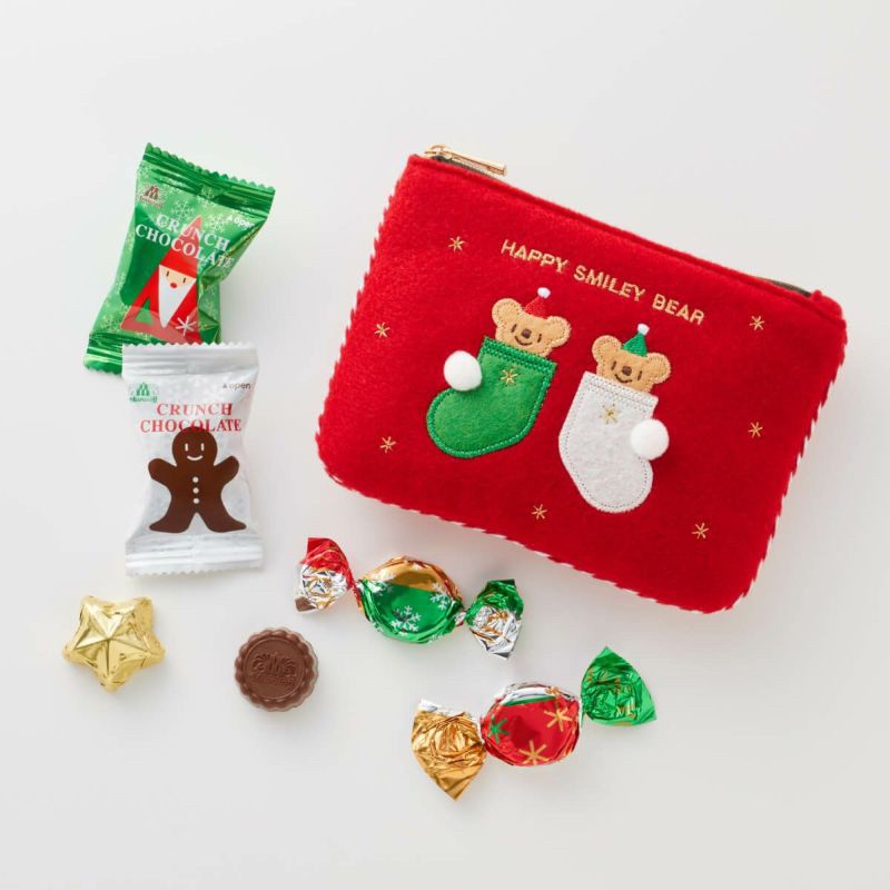 日本Morozoff 聖誕微笑熊手拿包巧克力禮袋（6顆裝）