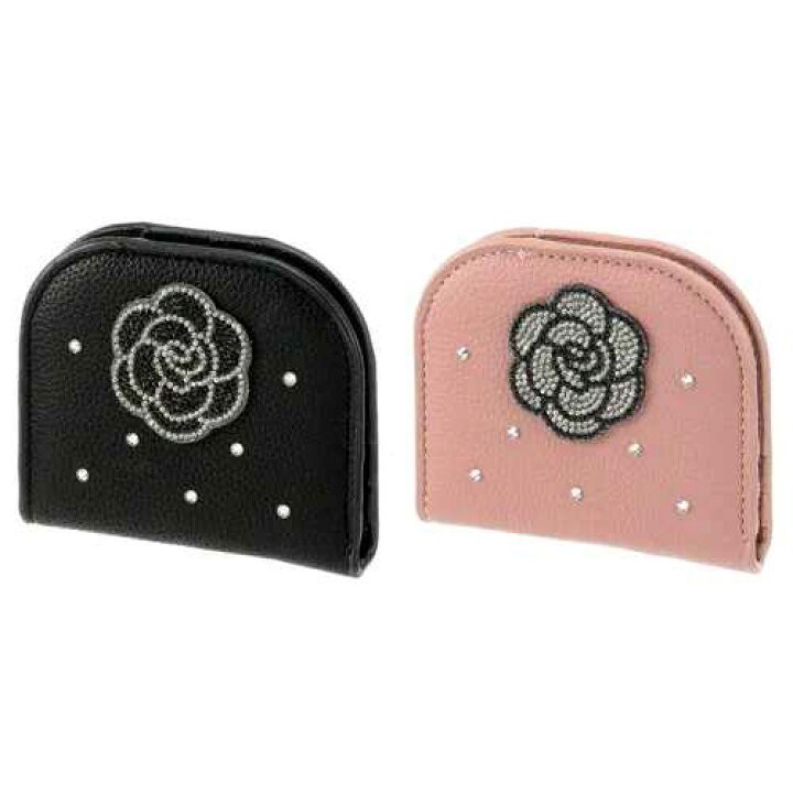 日本??時尚山茶花裝飾折疊錢包