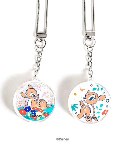 韓國?? DAISO 迪士尼 小鹿斑比 液體圓形吊飾鑰匙圈