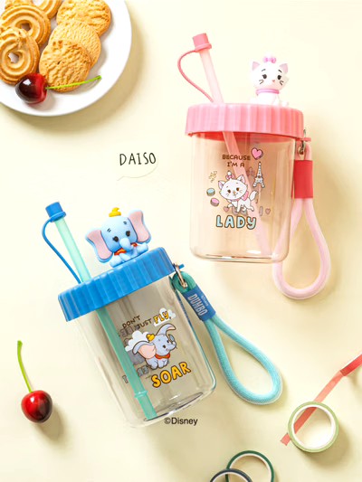 韓國?? 大創迪士尼動物瑪麗小飛象吸管帽 500 ml