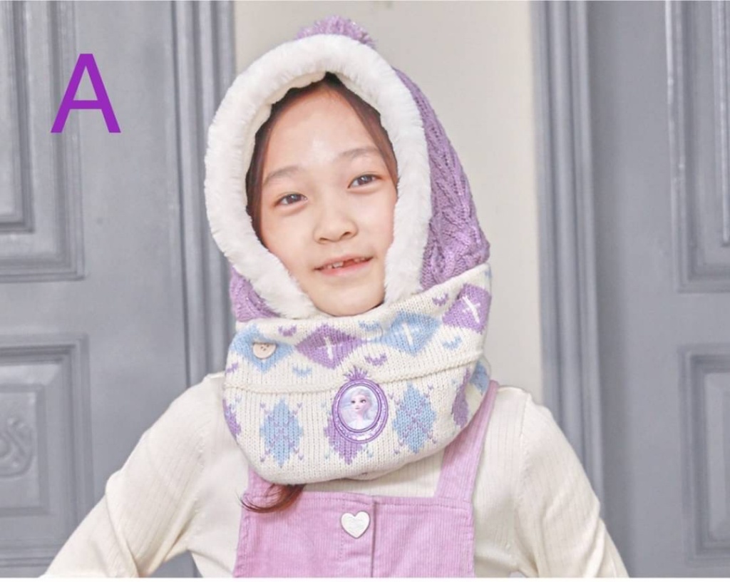 韓國 Winghouse 聯名系列 兒童加絨脖圍連體保暖帽