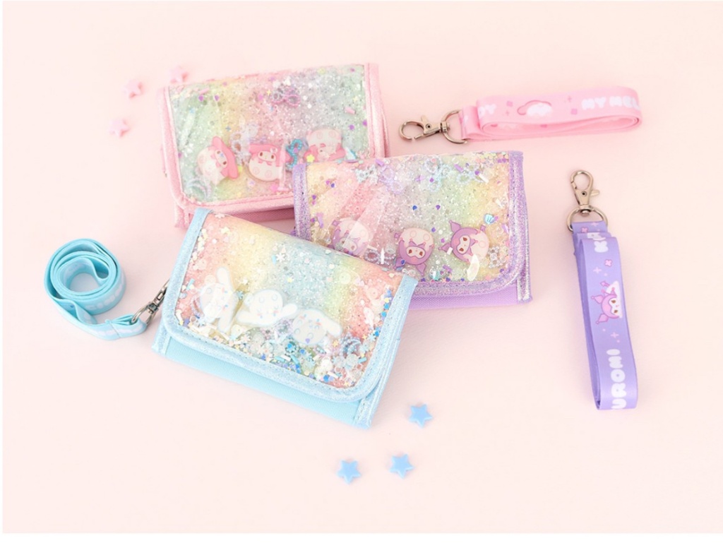 韓國??winghouse Sanrio 閃亮卡通三折錢包