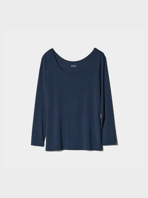 日本??UNIQLO HEATTCH女款U領8分袖發熱衣長袖469740