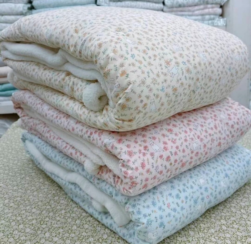 韓國??田園碎花貓咪舒眠冬被