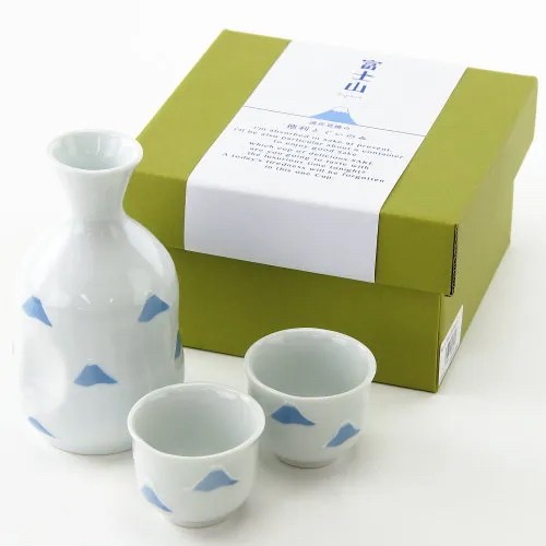 787330 日本製 波佐見燒 富士山 半酒器 清酒瓶杯組