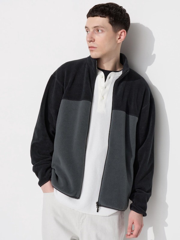 日本 UNIQLO 男女適用毛茸茸拼色抓絨外套469956