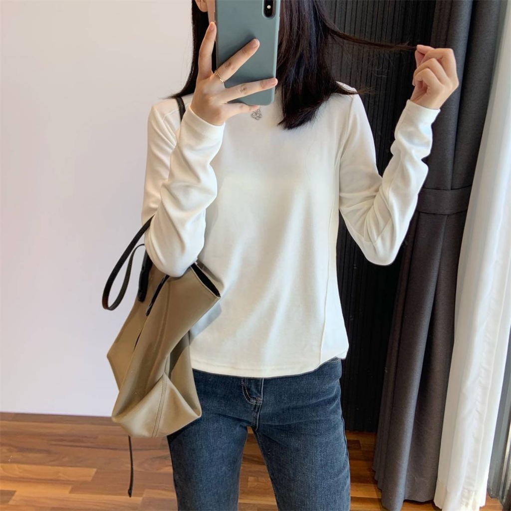 直角肩五色羊绒打底衫