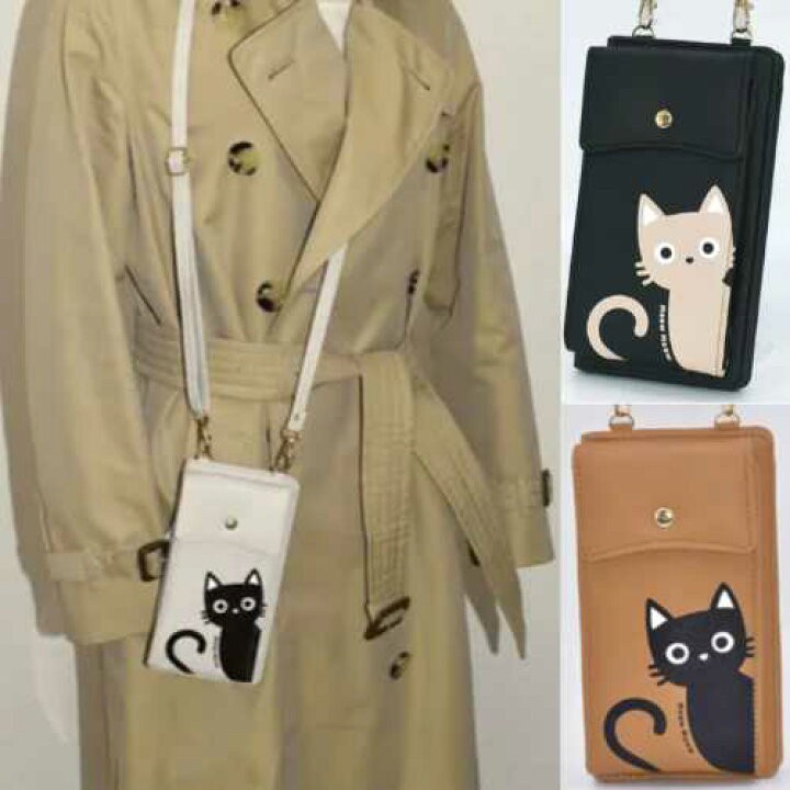 594104日本??可愛貓咪印花多功能手機錢包斜挎包