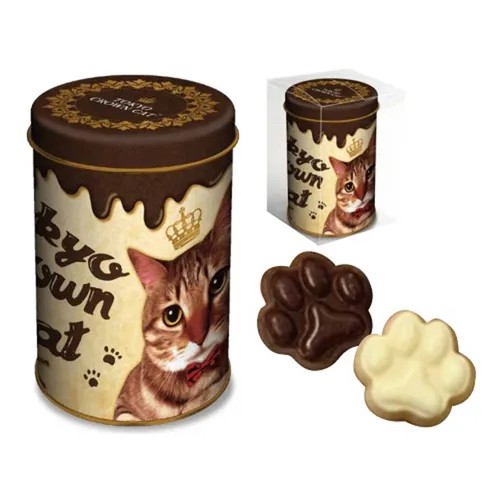 743857日本?? TOKYO CROWN CAT橘貓巧克力?鐵罐42g