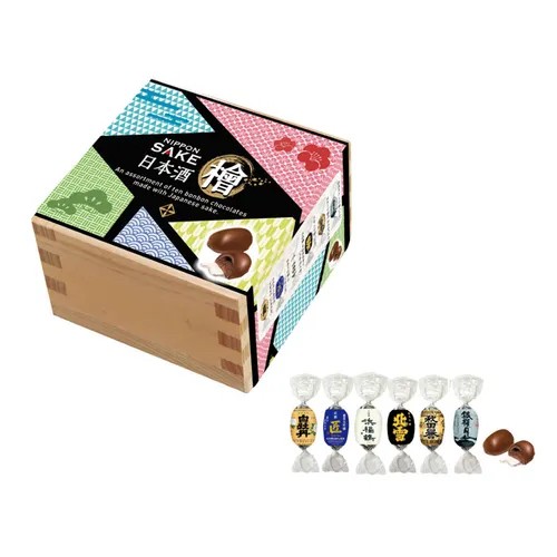 日本??檜木一合升日本酒巧克力6入
