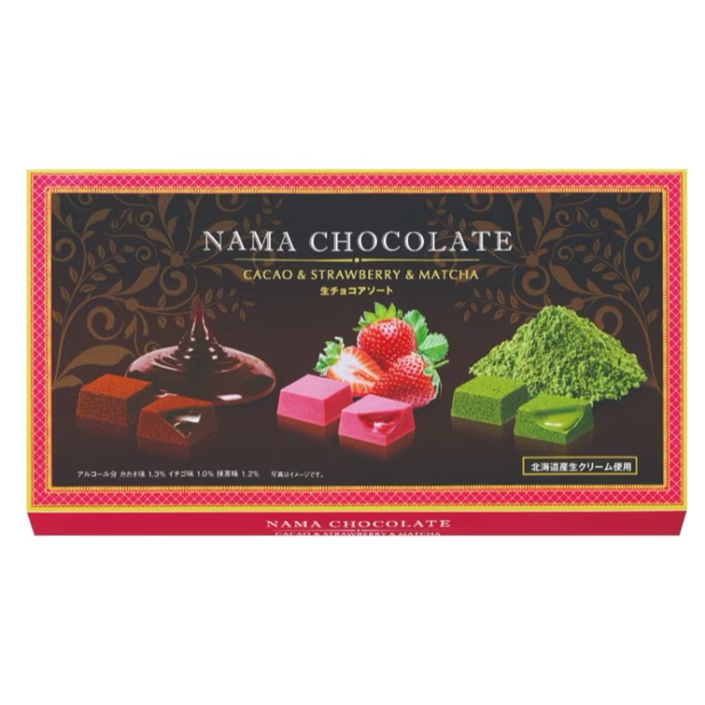 日本??生巧克力禮盒：可可、草莓、抹茶18入