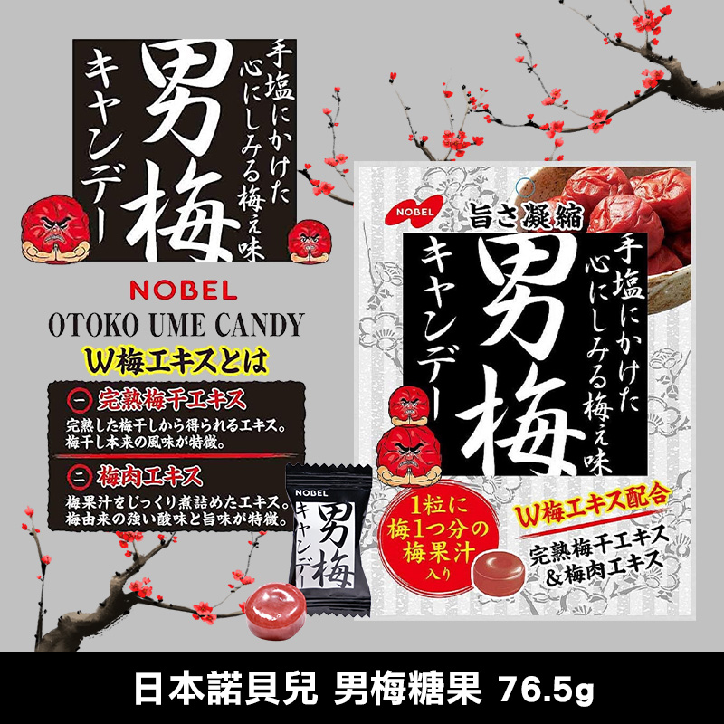 日本諾貝兒 男梅糖果 76.5g《一組兩包》