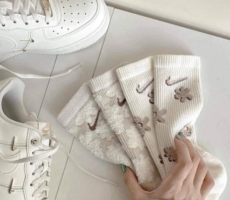 NIKE EVERYDAY plus CUSHIONED 燕麥奶茶運動襪《一組兩雙》