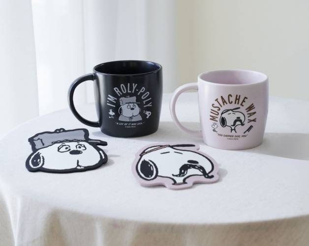 SNOOPY復古理髮廳造型杯墊+ 馬克杯組