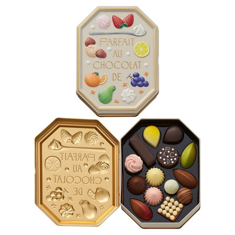 日本??Morozoff水果聖代巧克力鐵盒