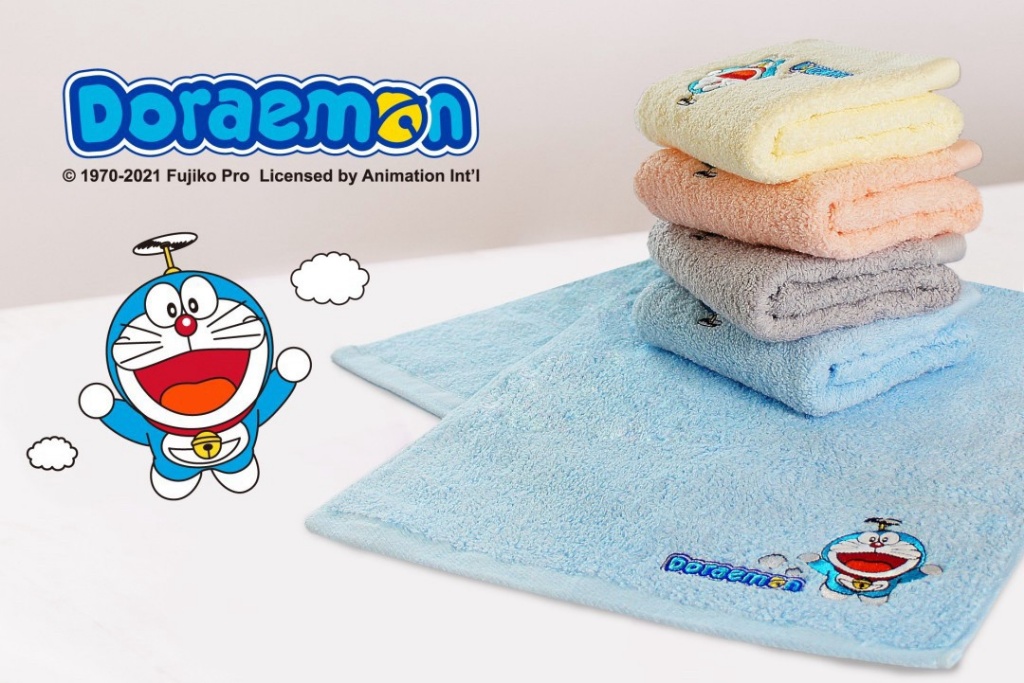俏皮可愛?多拉a夢 純棉刺繡毛巾?《一組2條》