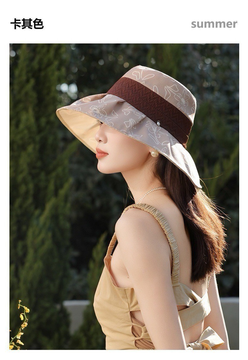 韓版百搭寬大帽簷蝴蝶結遮陽帽