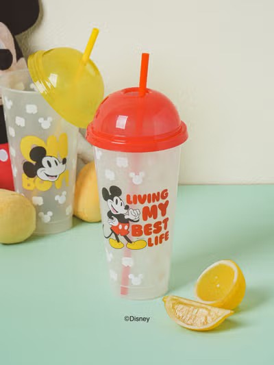 韓國??? 迪士尼米奇圓蓋冷飲杯｜吸管隨行杯 ?