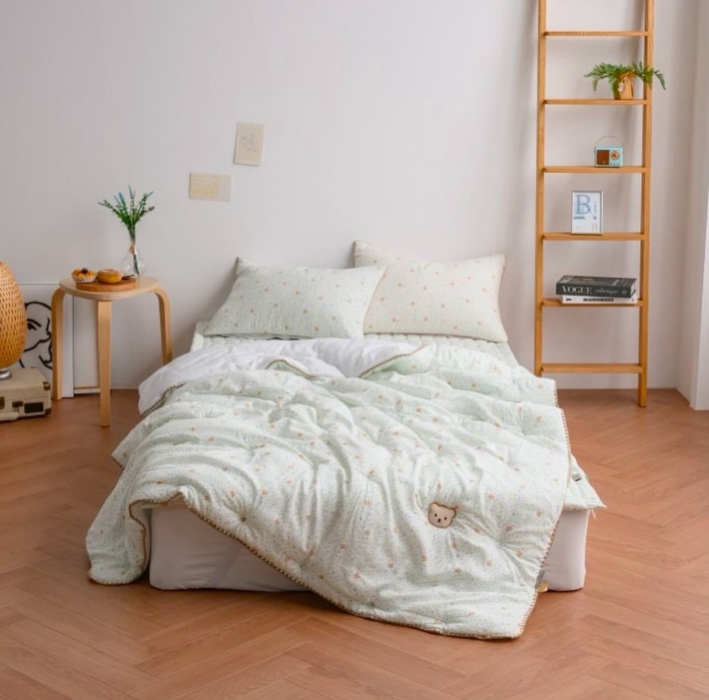 韓國??立體小熊碎花天絲四季被