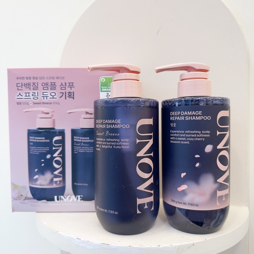 韓國??【UNOVE】蛋白質修護洗髮精 春季香氛限定版 500g × 2入組（櫻花／Sweet Breeze）
