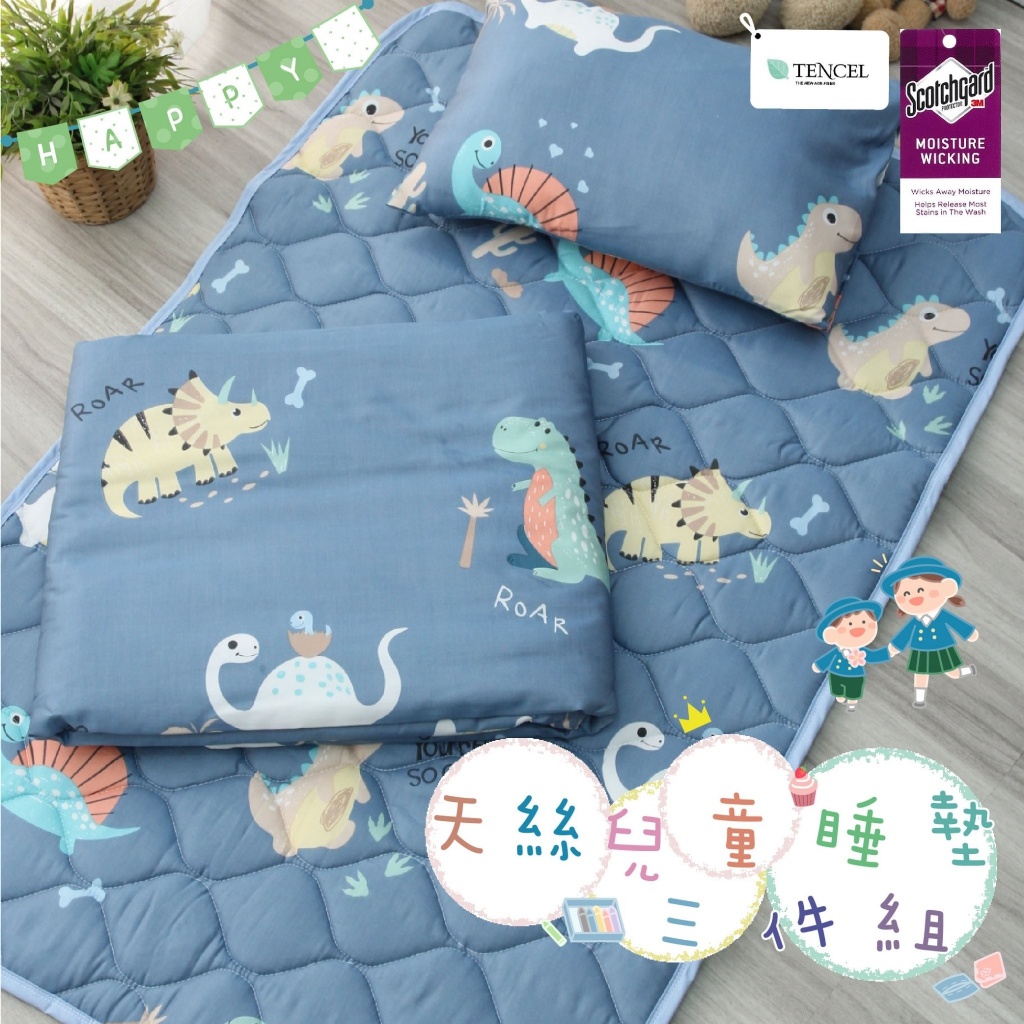 台灣製 3M吸濕排汗天絲兒童睡墊三件組