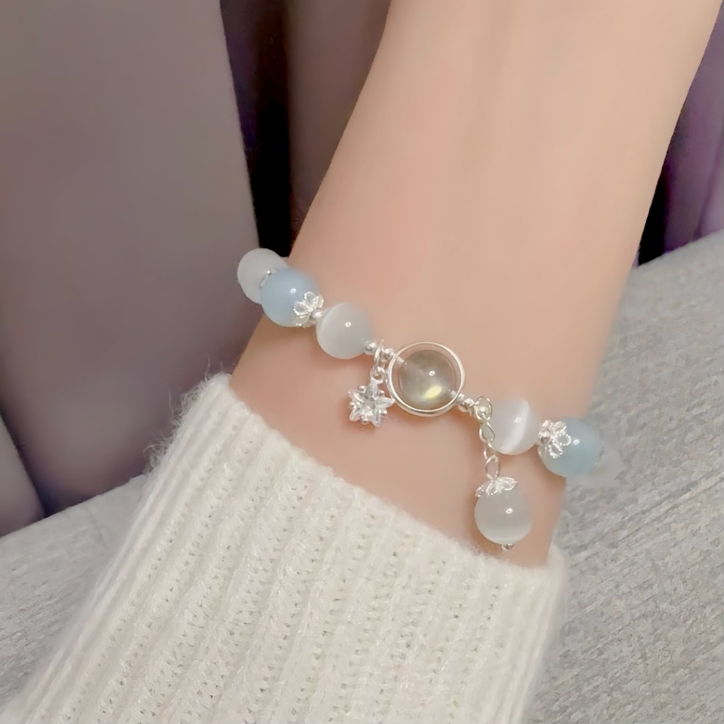 925純銀 海洋之星月光海藍寶手鏈