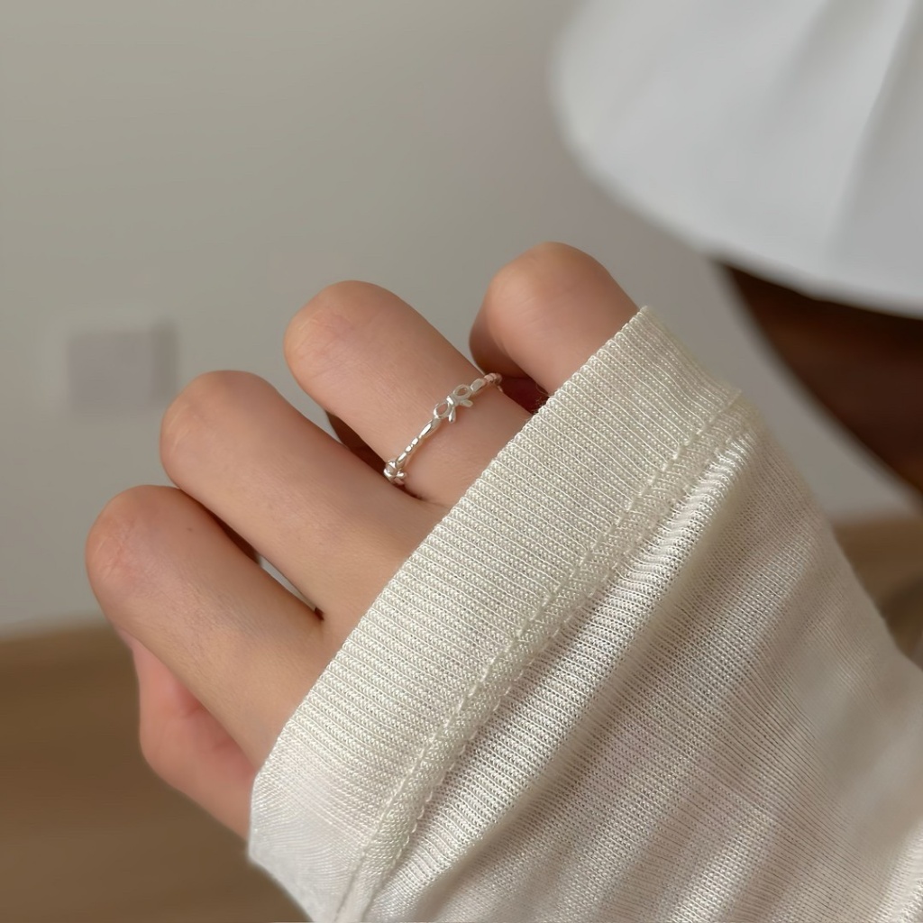 925純銀日系甜美 甜心結蝴蝶結戒指