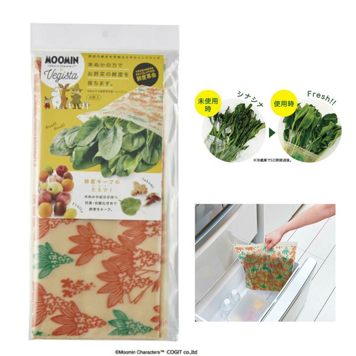 779474日本🇯🇵MOOMIN 米糠蔬果保鮮布｜可重複使用 × 抗菌保鮮 × 日本製