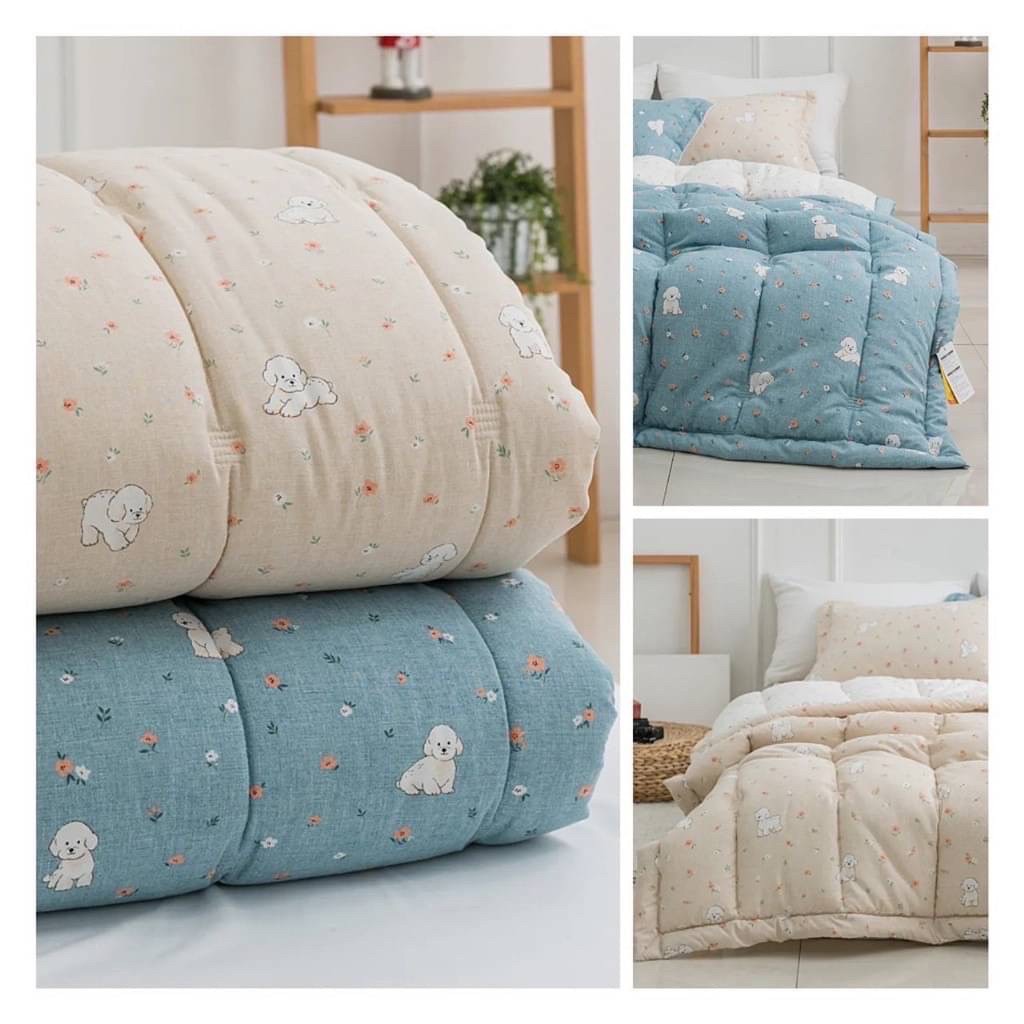 韓國製🇰🇷棉滌綸卡通青少年春秋款被子-比熊犬