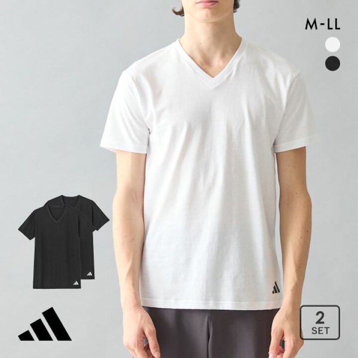 日本👕 adidas 純棉V領吸汗速乾T恤 2入組