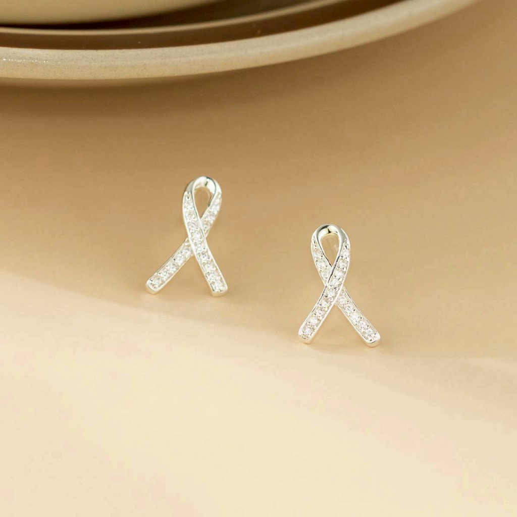 香港日韓系精品 鑲鑽線條飄帶交叉耳環