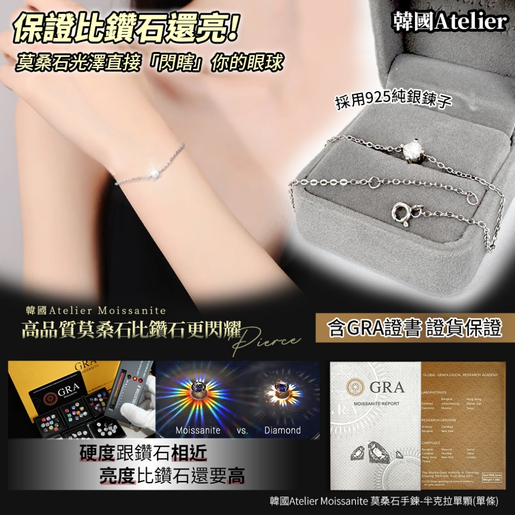 韓國Atelier Moissanite 莫桑石手鍊