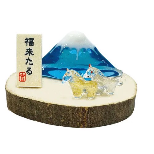 ⛰️✨ 日本手作開運玻璃工藝擺飾｜富士山 × 駿馬 ✨🐎