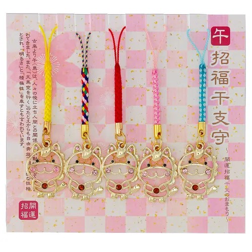 🌸2026午年 干支御守掛飾（馬造型 × 櫻花水鑽）5入組