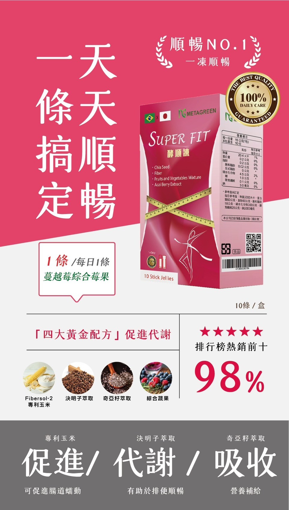 SUPER FIT 酵順凍🍒綜合莓果風味 15g/條*10條