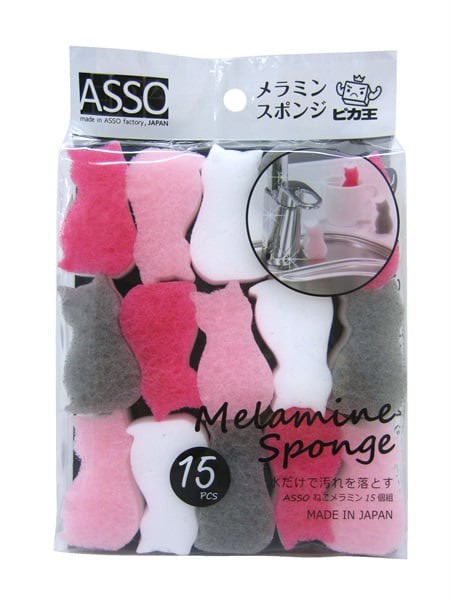 日本🇯🇵貓咪造型雙面美耐皿海綿 (15入組)