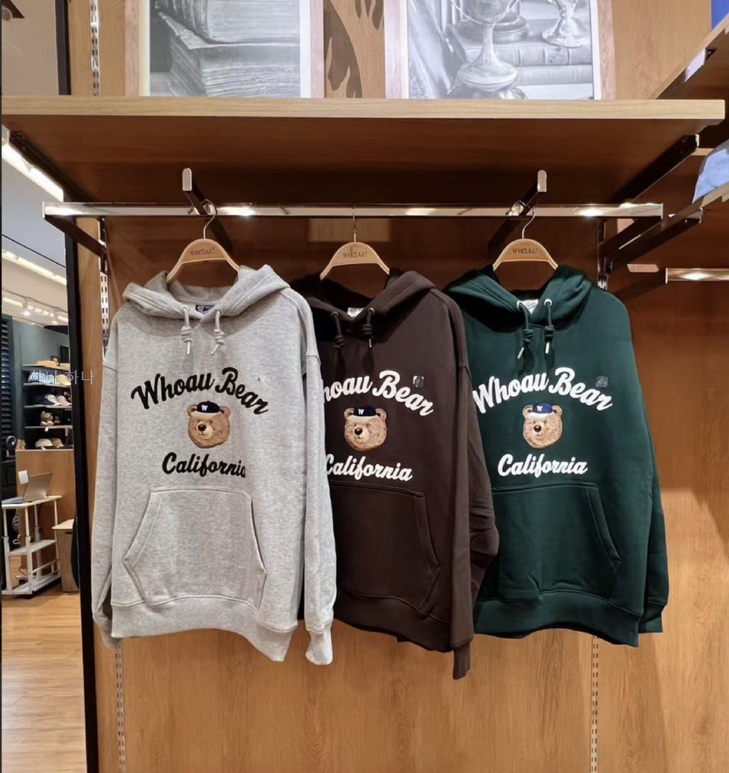 🐻【韓國 WHO.A.U 大頭小熊內刷毛帽T】